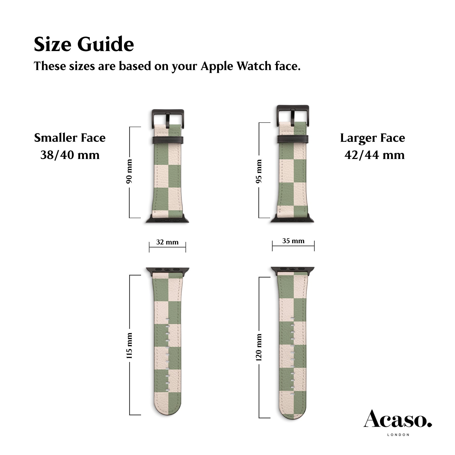 Pale Green Checkers Apple Watch Strap