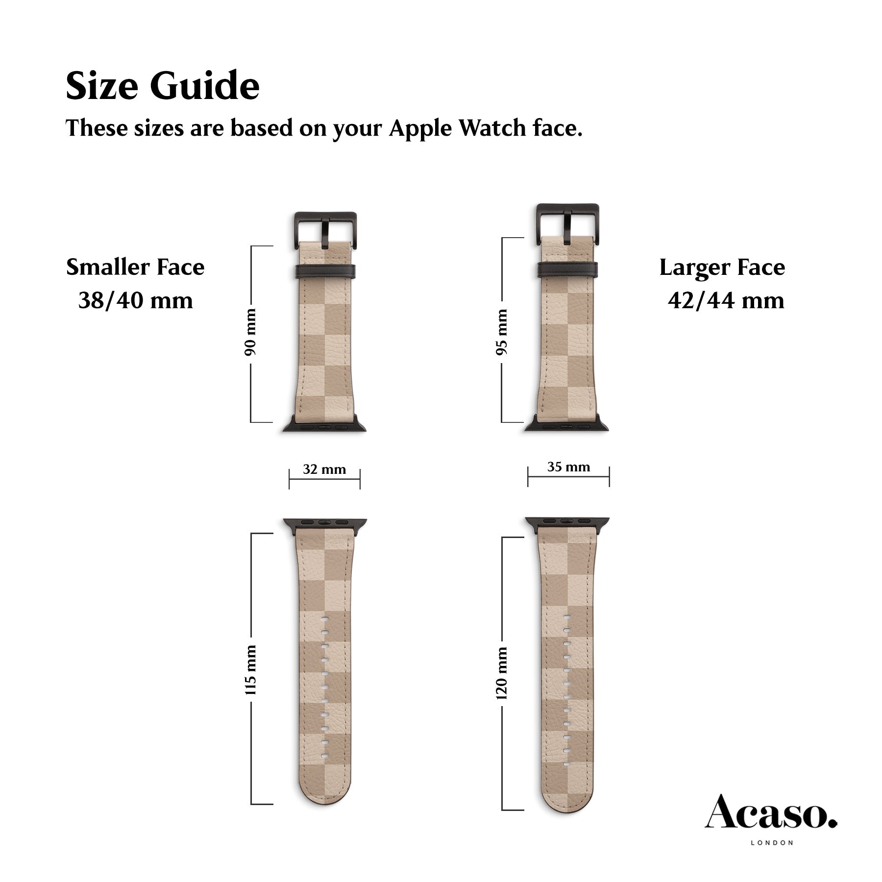 Cream Checkered Apple Watch Strap