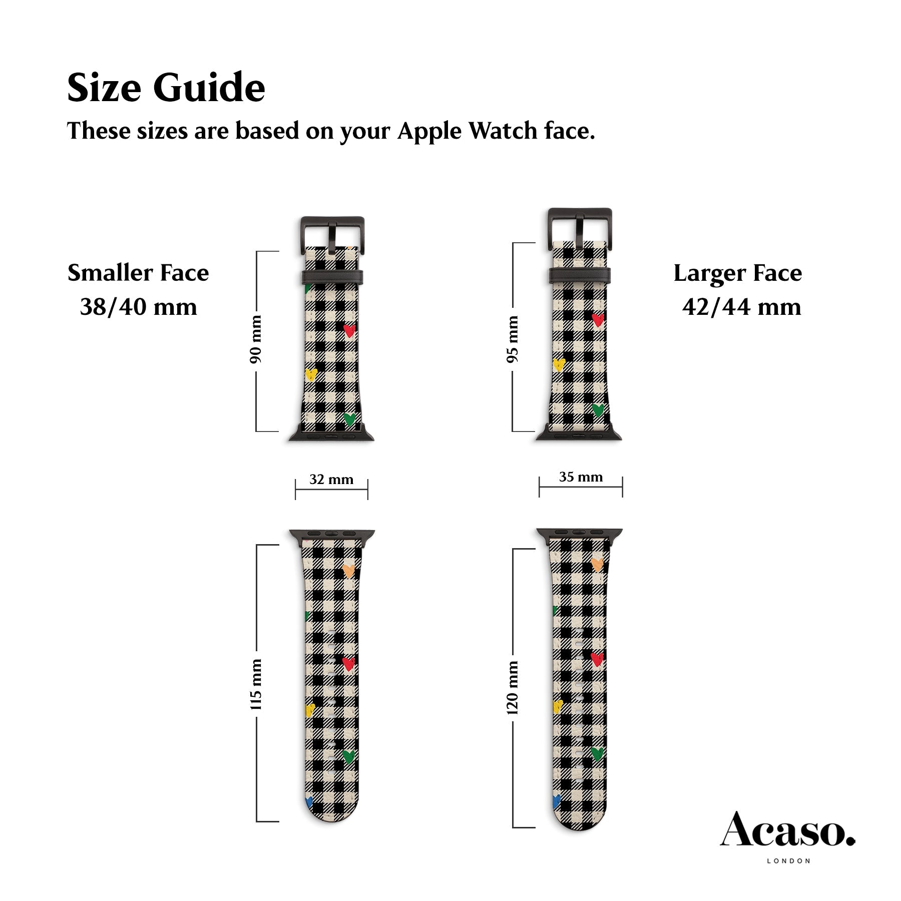Plaid Hearts Apple Watch Strap
