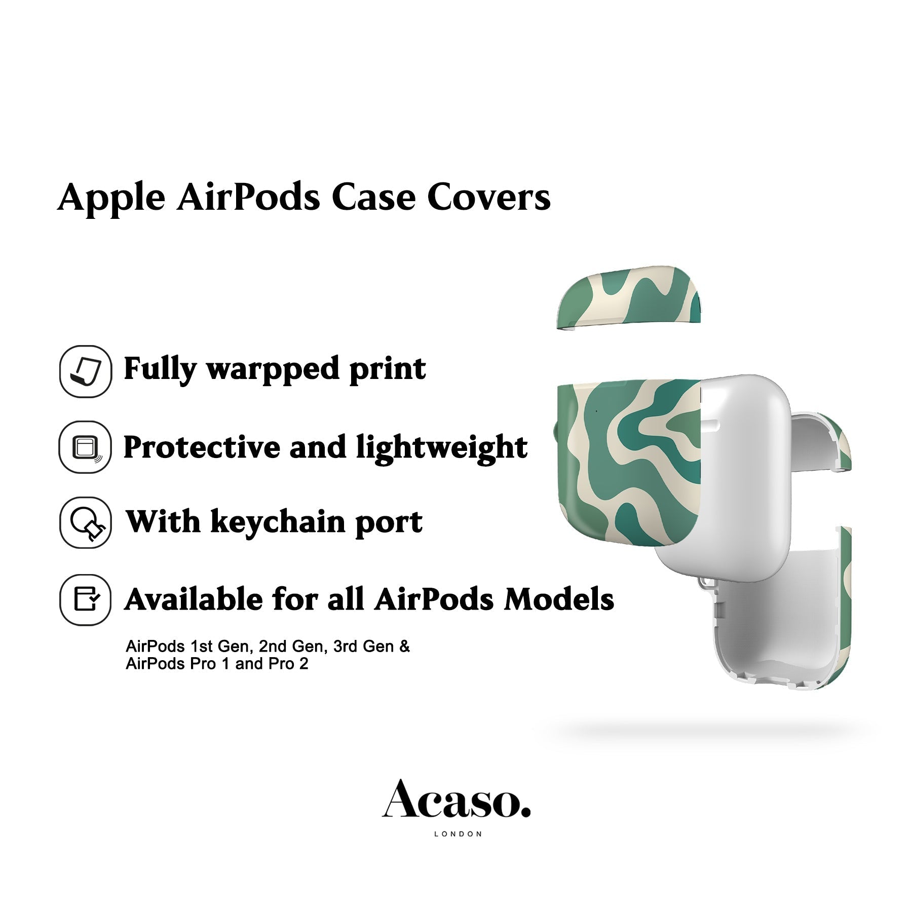 Abstract Wavy Green AirPods Case Cover