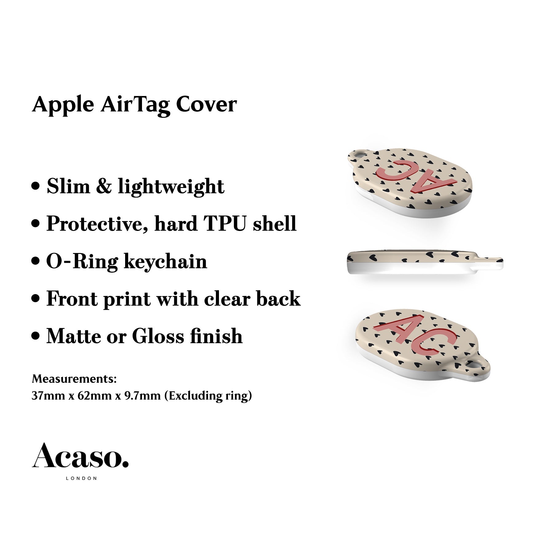 Custom Hearts AirTag Holder