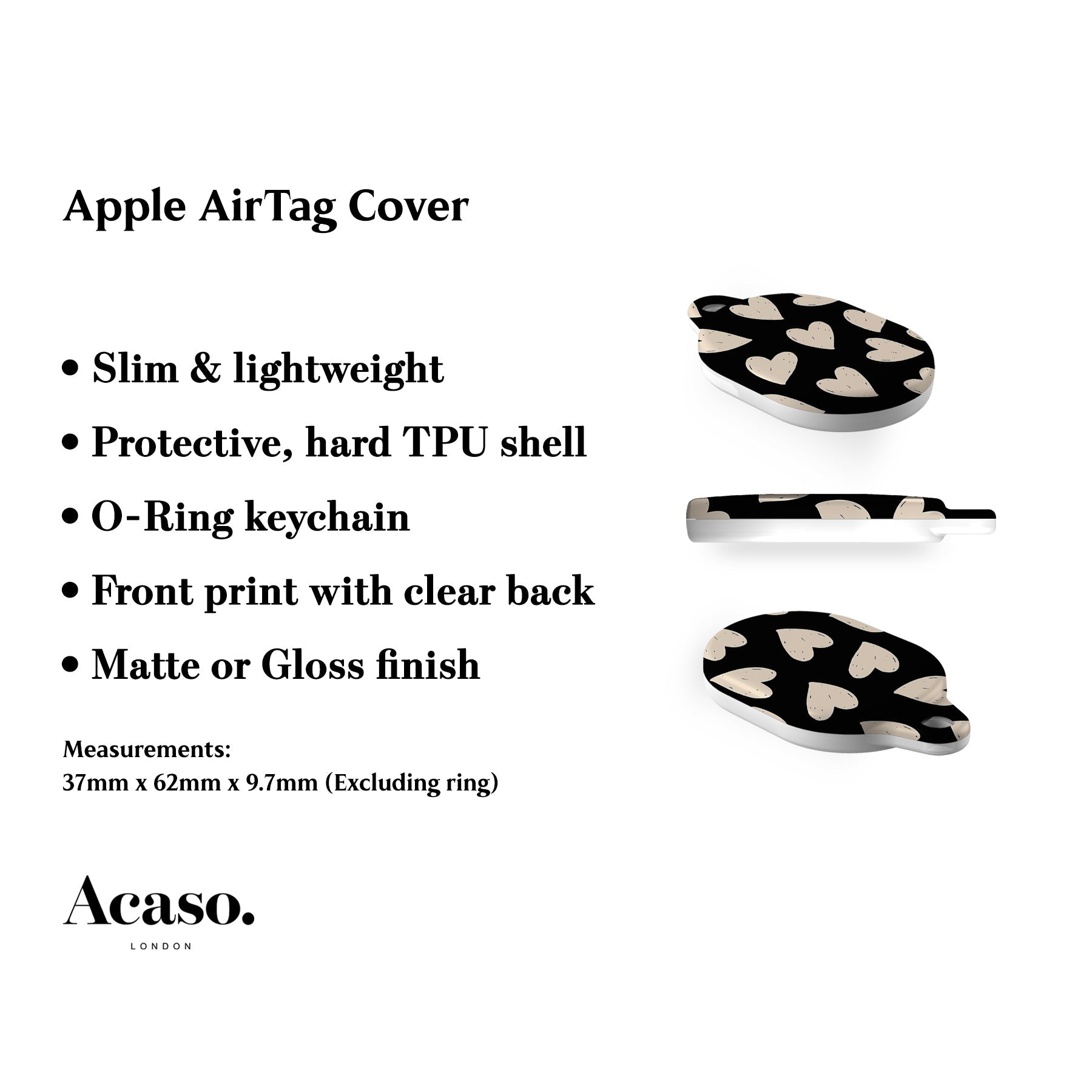 Painted Hearts AirTag Holder