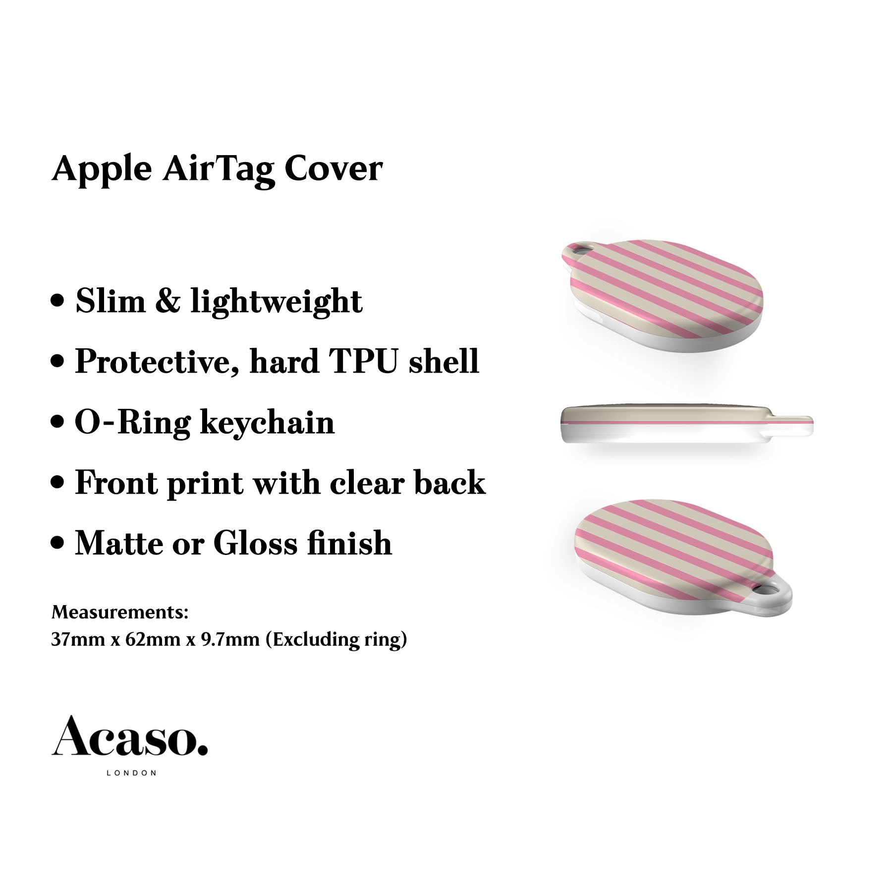 Light Pink Stripes AirTag Holder