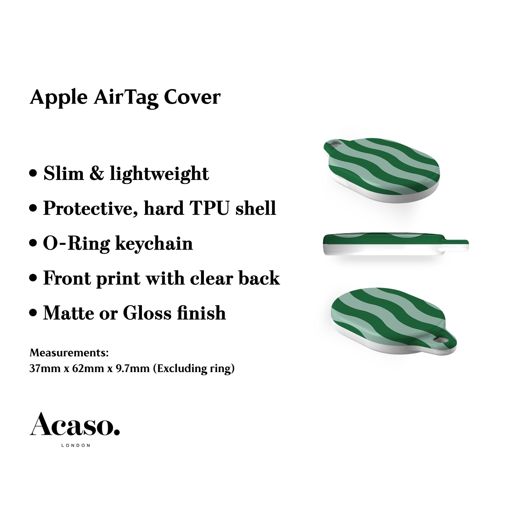 Striped Green Waves AirTag Holder