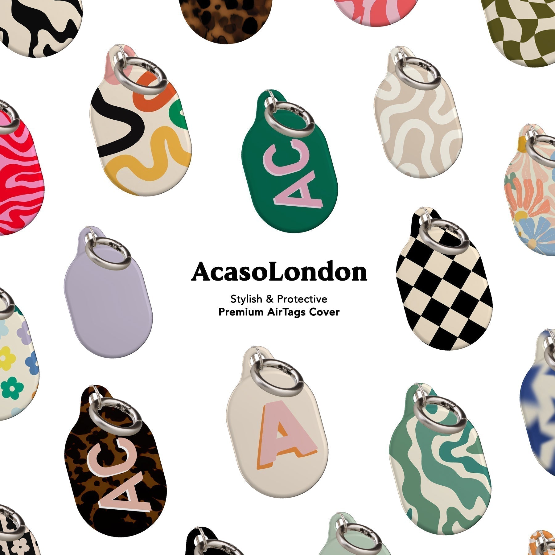Personalised Beige AirTag Holder