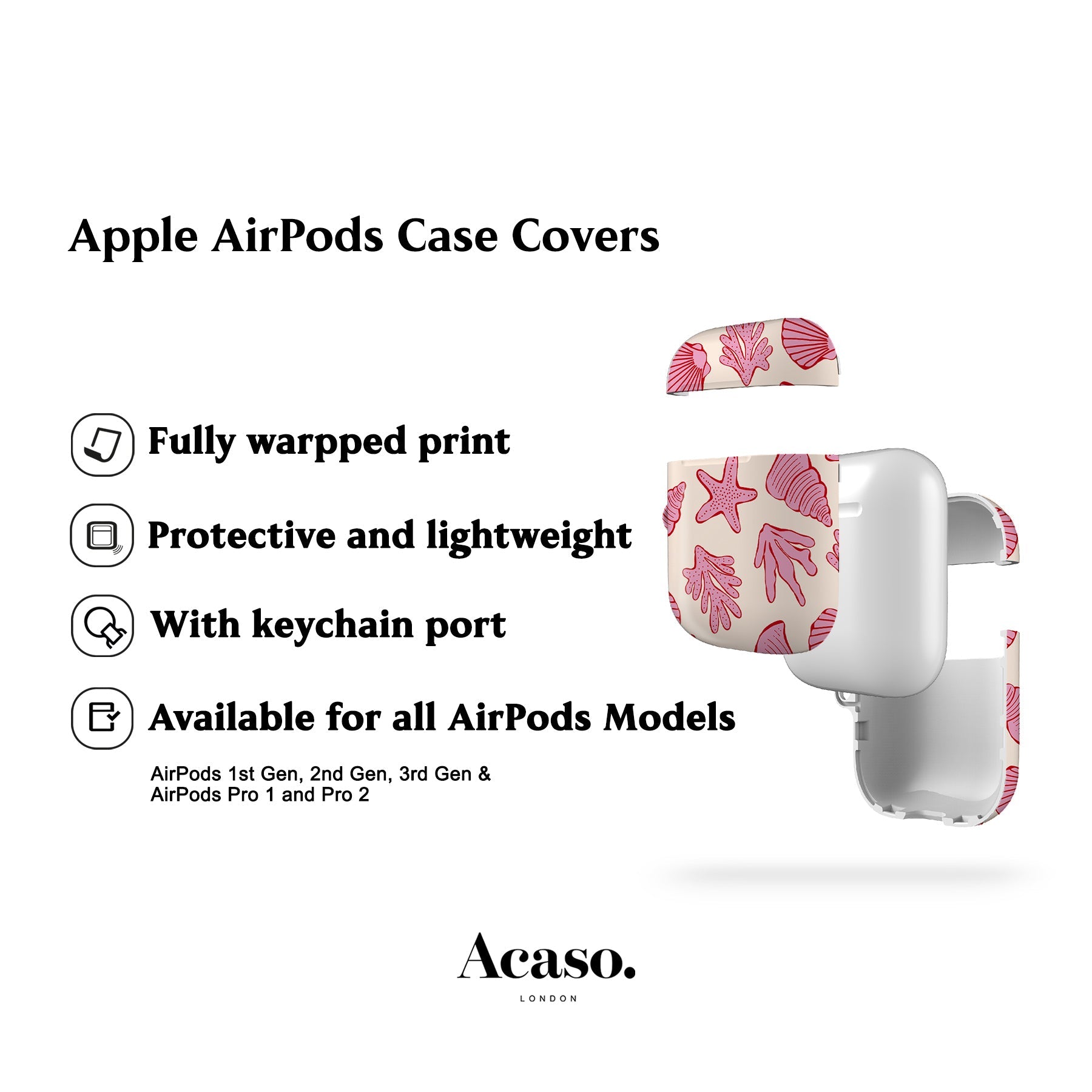 Corals and Pink Shells AirPods Case Cover