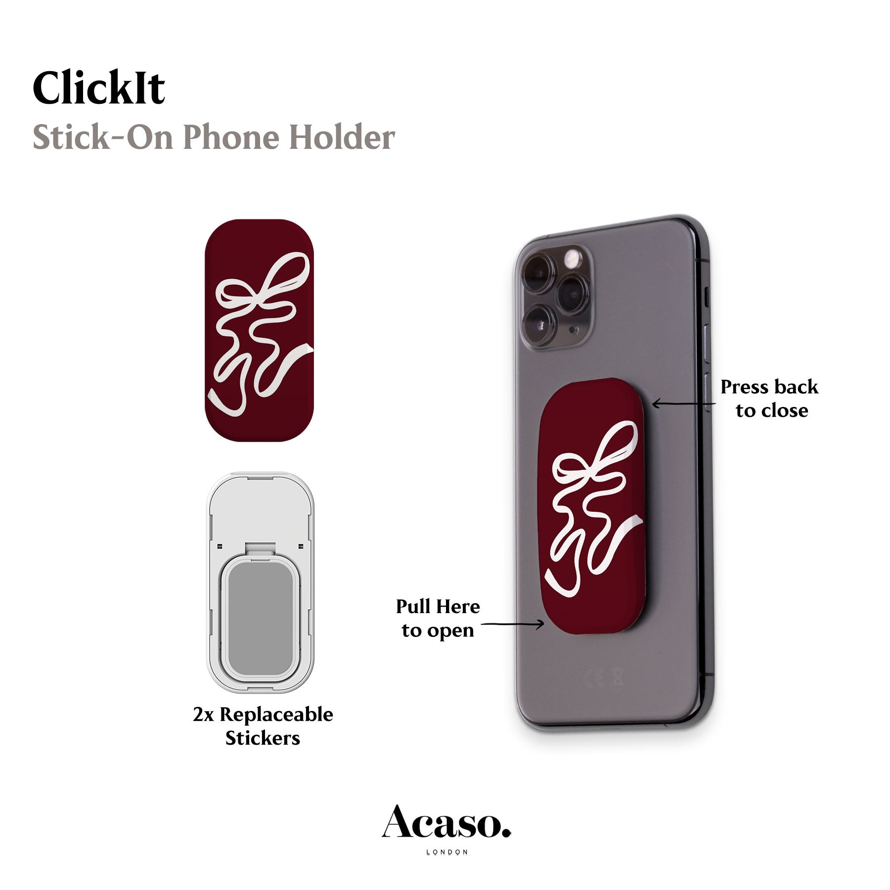 Maroon Ribbon Phone Grip