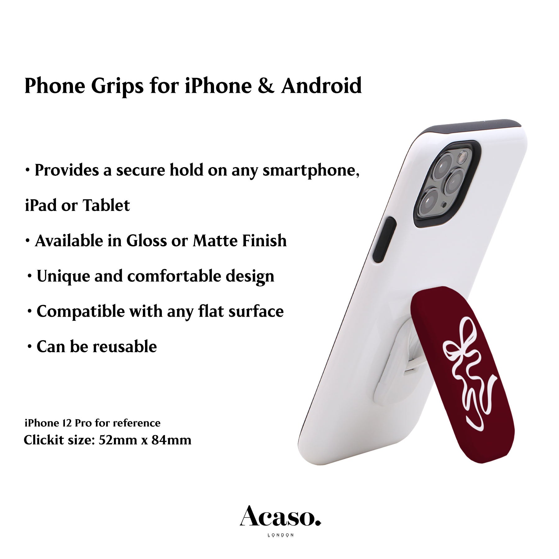 Maroon Ribbon Phone Grip