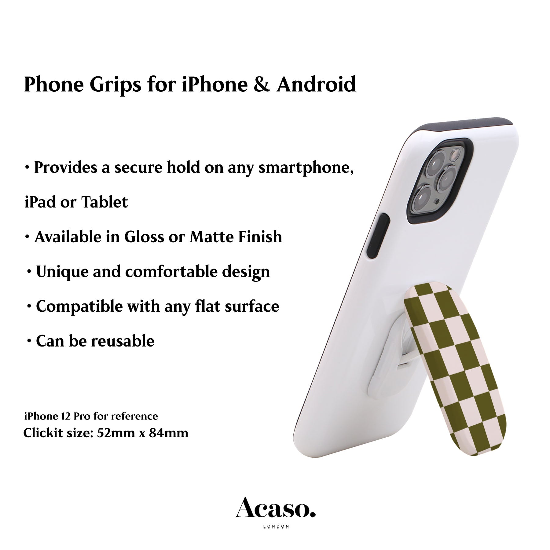Green Moss Check Phone Grip