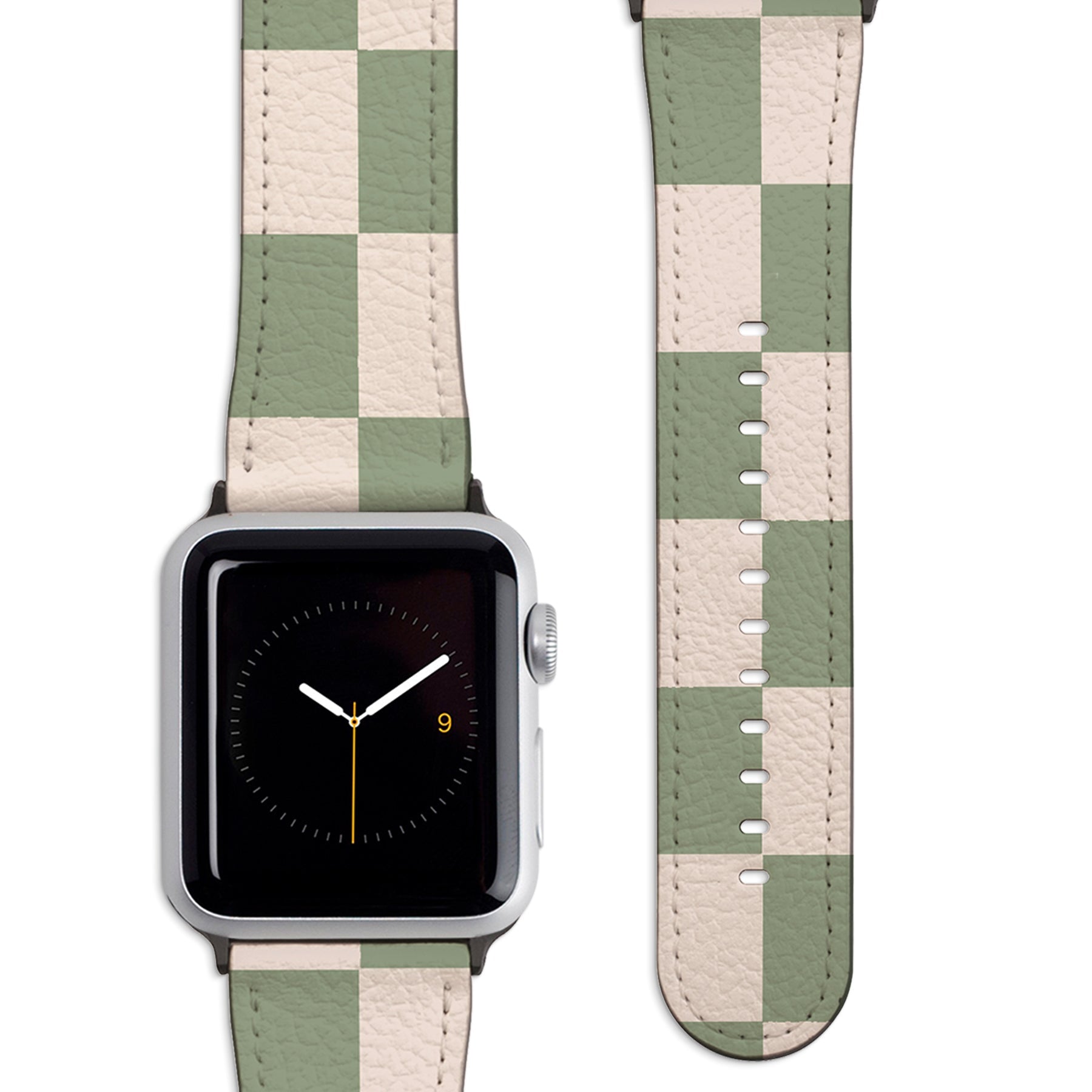 Pale Green Checkers Apple Watch Strap