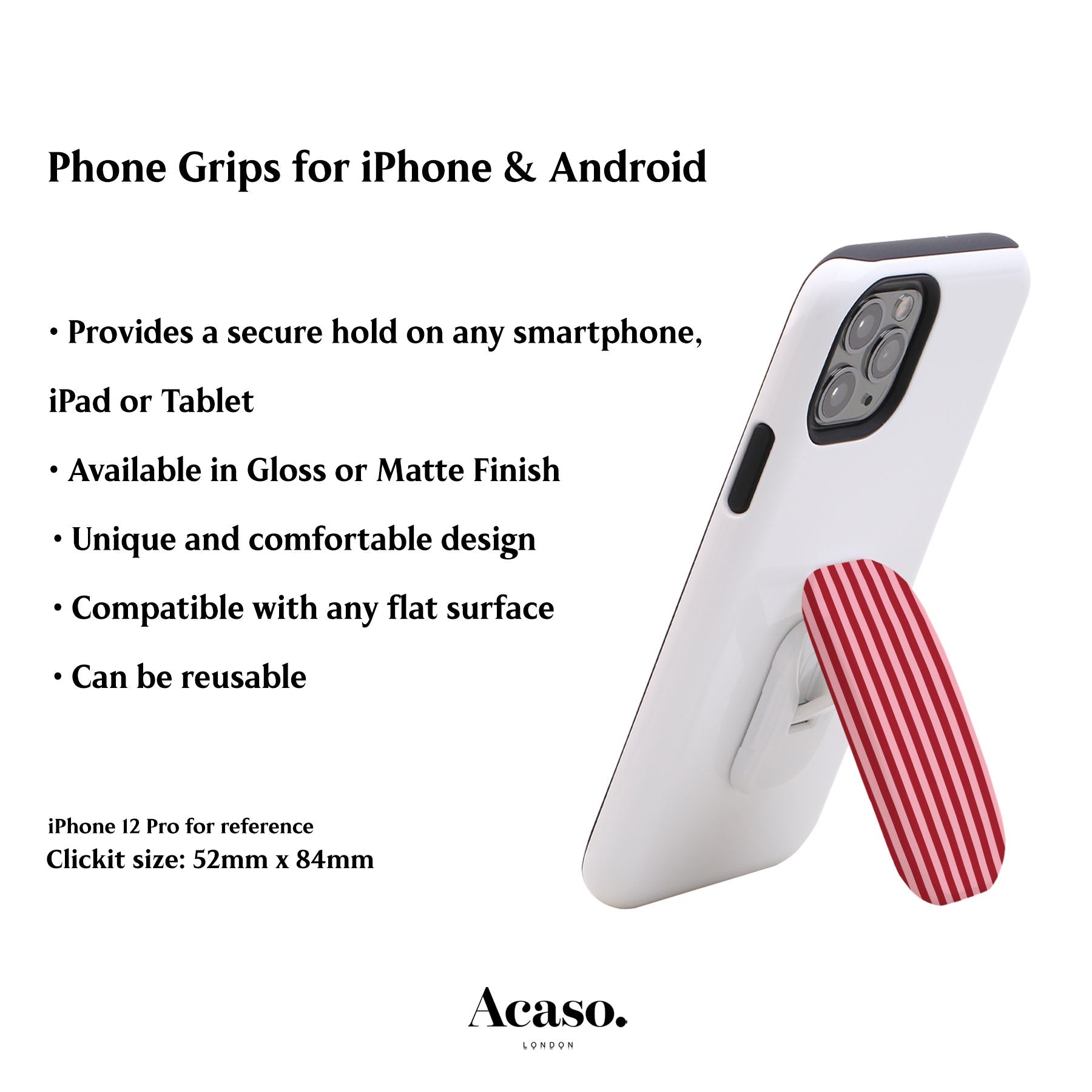 Pink Striped Phone Grip